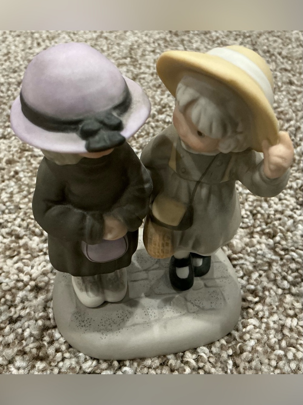 Kim Anderson Girls Figurine in Lavender, Cream and Gray